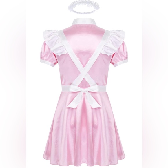 🎀 Maids Outfit Satin Pink for Halloween 🎃 Costume Size XL NWT 🎀 Unisex - Picture 2 of 9